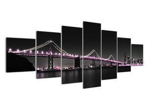 Nočný osvetlený most - obraz