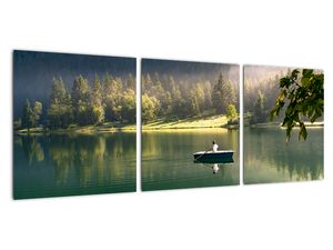 Obraz loďky na jazere
